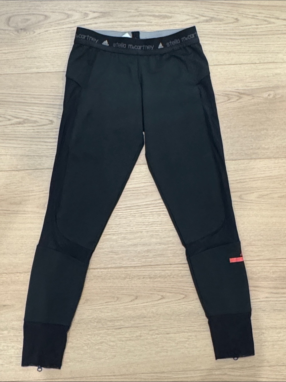 Stella McCartney Black Athletic Leggings with Red Accent